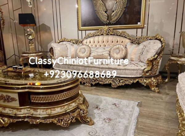 Elegant Wooden Carved Sofa Design