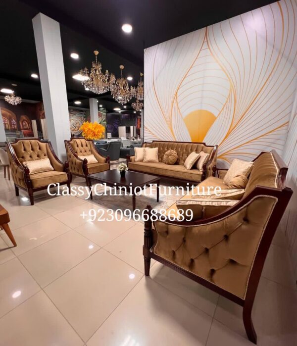 Classic Luxe Wooden Sofa Set
