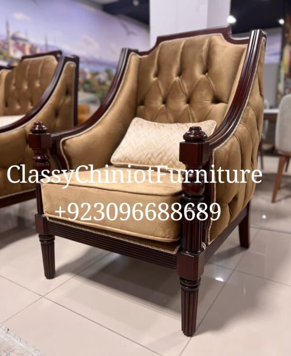Classic Luxe Wooden Sofa Set