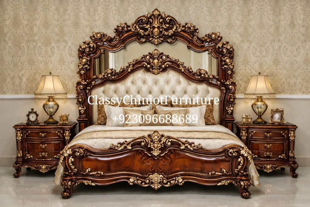 Royal Nawabi Hand-Carved Sheesham Bed